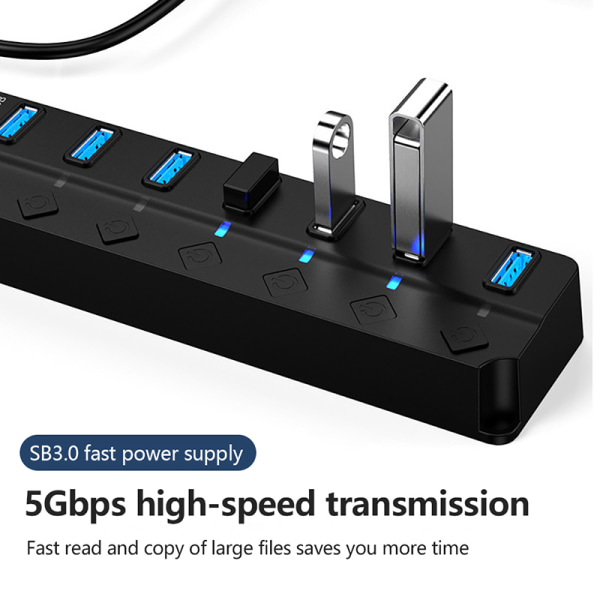 USB-keskitin 3.0 USB 2.0 Hub Moni USB-laajennin Jakaja seven in one