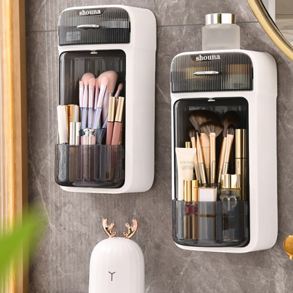 Vægmonteret Makeup Børste Holder Kosmetisk Organizer Box A3