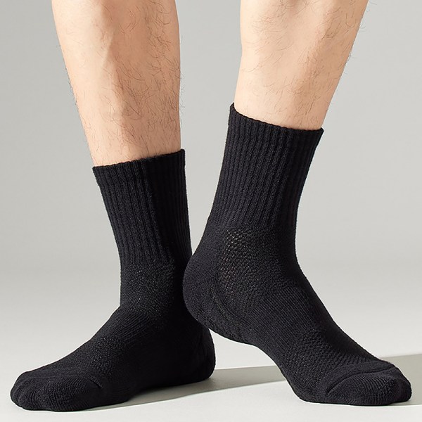 Miesten pyyhepohjalliset urheilusukat Valkoiset mustat pitkät sukat L 1PCS