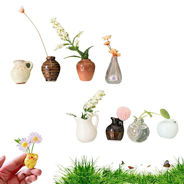 5/6/8 st Keramisk Vas Kylskåpsmagnet Mini Blomsterarrangemang A7