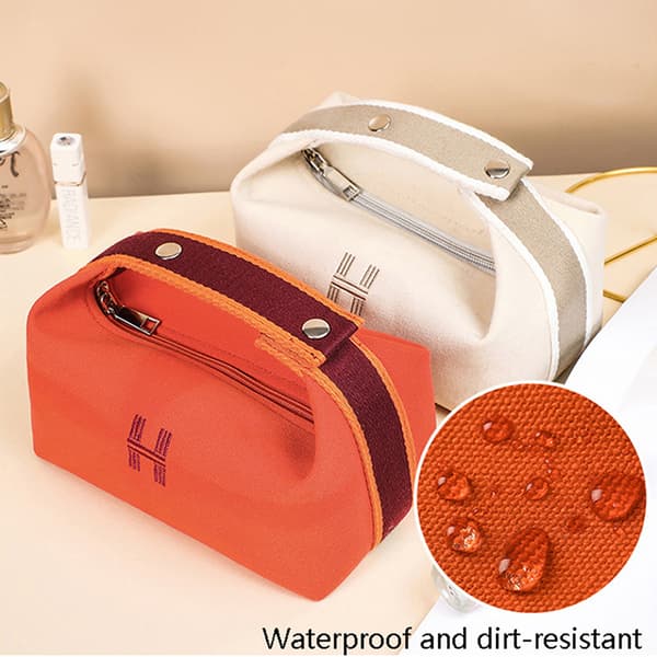 Kosmetisk väska Vattentät Canvas Makeup Pouch Mode Organizer Orange