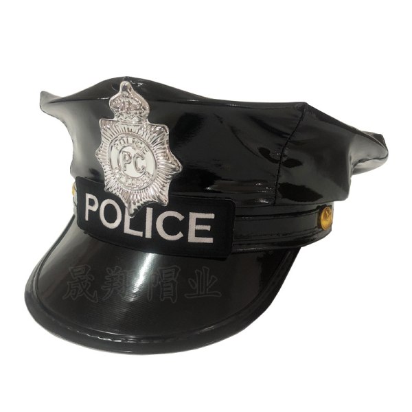 Til Politibetjent Hat Kostume Uniform Hat til cosplay fest Black