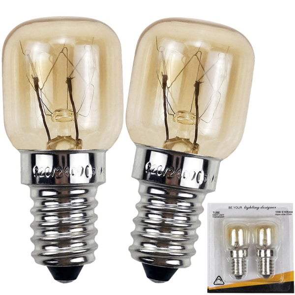 2 stk 300 grader høj temperatur resistent mikrobølgeovn lampe Silver 25W