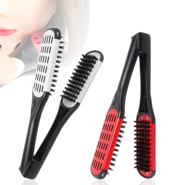 Praktisk V-Shape Hair Retting Dobbel Brush Comb Rose red