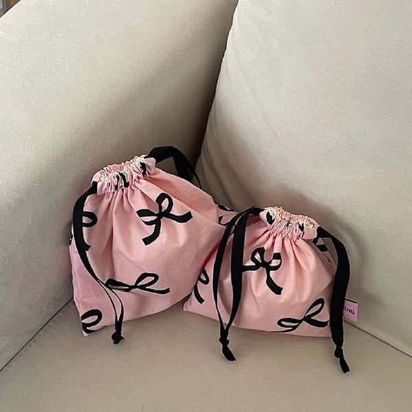 Sløjfe knude stribet mini snørepose Kosmetisk opbevaringstaske A 19x19cm