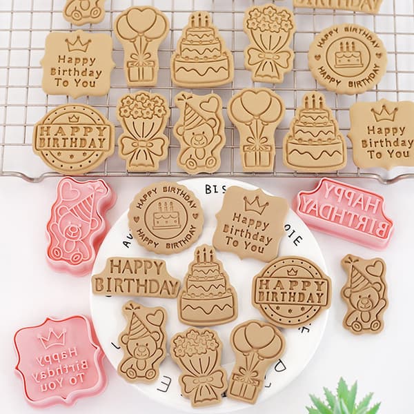 8 STK Cookie Fødselsdagstema Trykbar kikseform Bagegrej