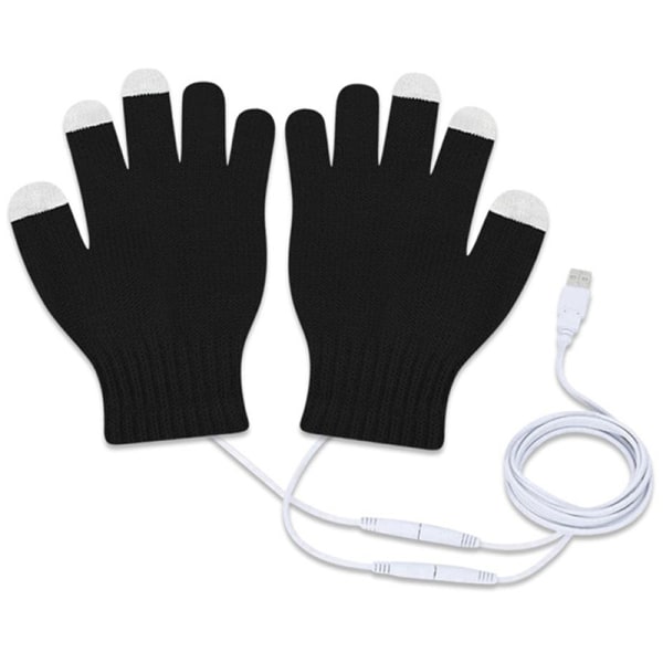 USB uppvärmda handskar varma konstant temperatur touch handskar Black