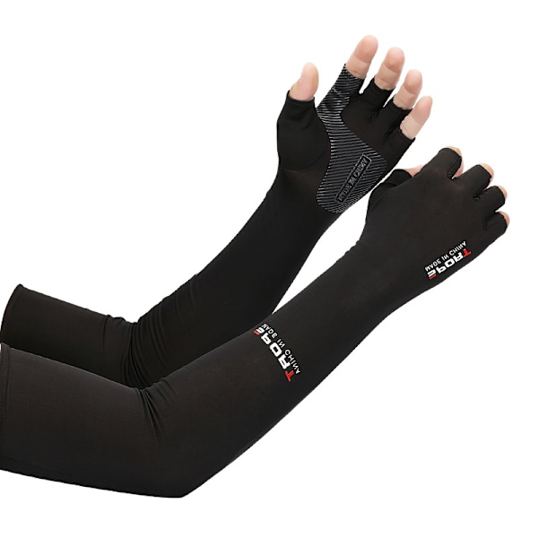 1 Par Arm Sleeves Cykling Fiskeri UV Beskyttelse Is Sleeves Black