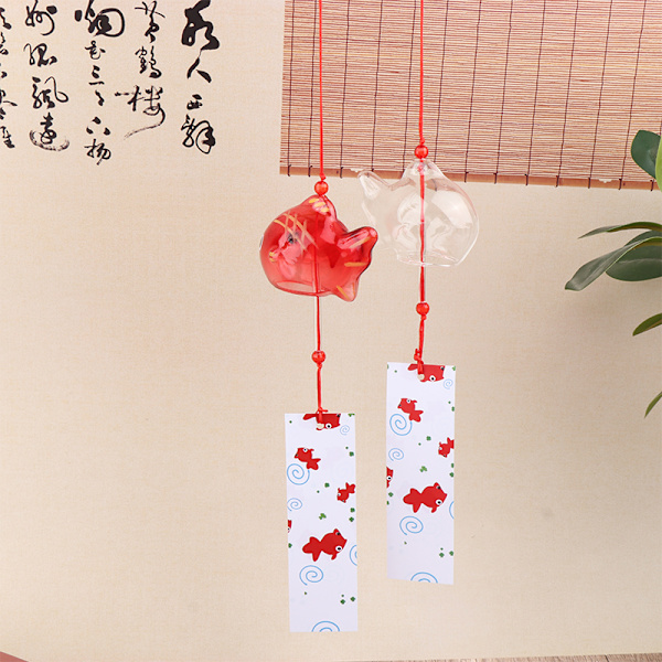 Wind Chime Chimes Glas Guldfisk Have Hængende Decor Red