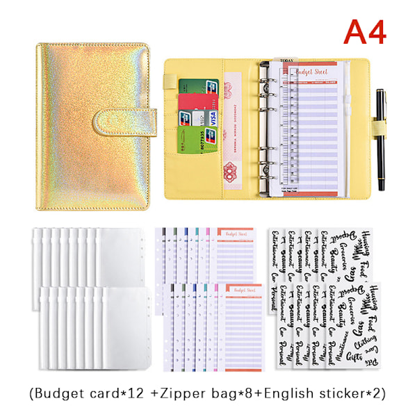 A6 nahkaiset Budget Binder -muistikirjan muistikirja-kirjekuoret A4