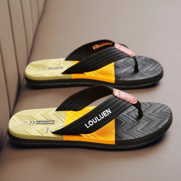 Sommermote flip flop herre sklisikre utendørs flip flops Orange SIZE-45