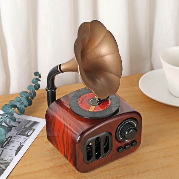 Retro Phonograph Shape Music Box Klassisk kunst Brown