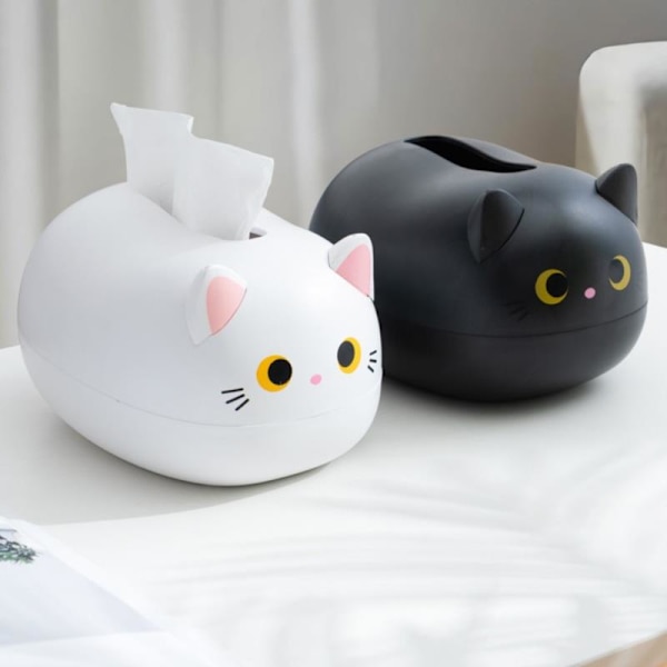 Kawaii Cat Tissue Box Køkken Serviet Opbevaringsboks Wc Papir Conta Black