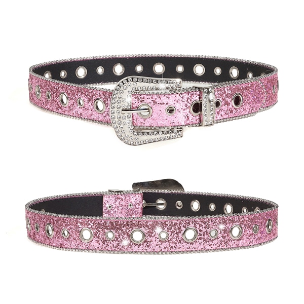 Shinning for Rhinestone Belter PU Lær Western Girls Belte Blue