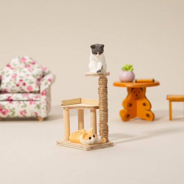 1: 12 Dollhouse Mini kattleksaksinredning kattklätterställ