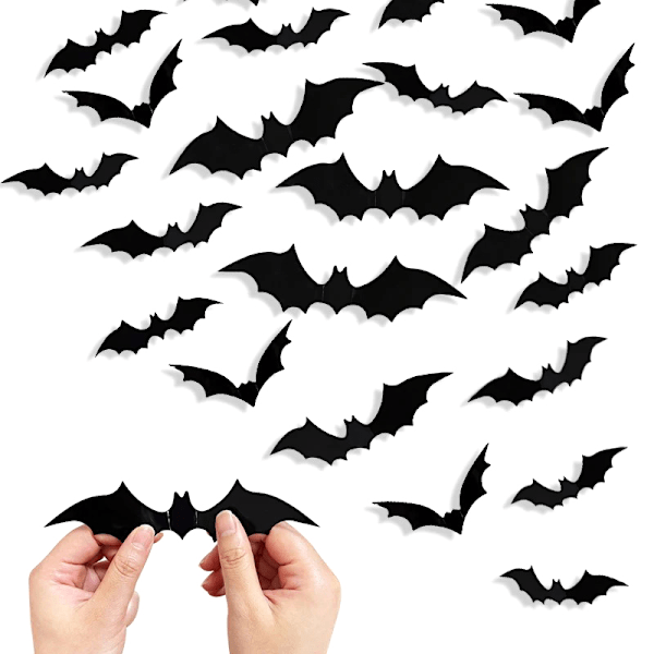 16/128 kpl Halloween 3D musta lepakko seinätarra sisustukseen 16PCS