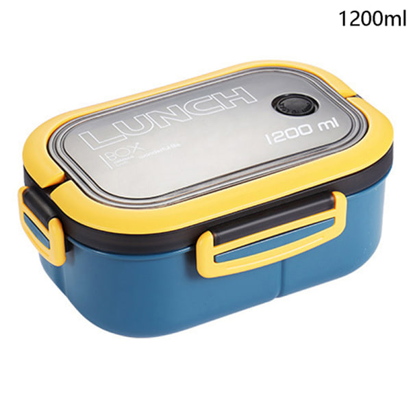 Lunch Box 2 Layer Grids Student Mikrobølge Hermetic Bento Box Blue