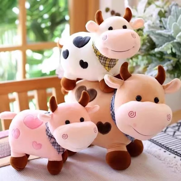 Plushdjur med tecknad ko, mjuk hemdekorationsp kudde Random