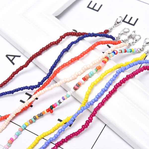 Boheemi käsintehty Rainbow Beads Choker kaulakoru karkkiväri Wine red