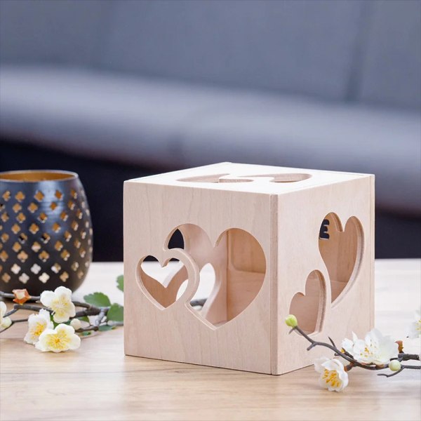 Sydämen muotoinen projektio puinen laatikko DIY puukäsityöt A