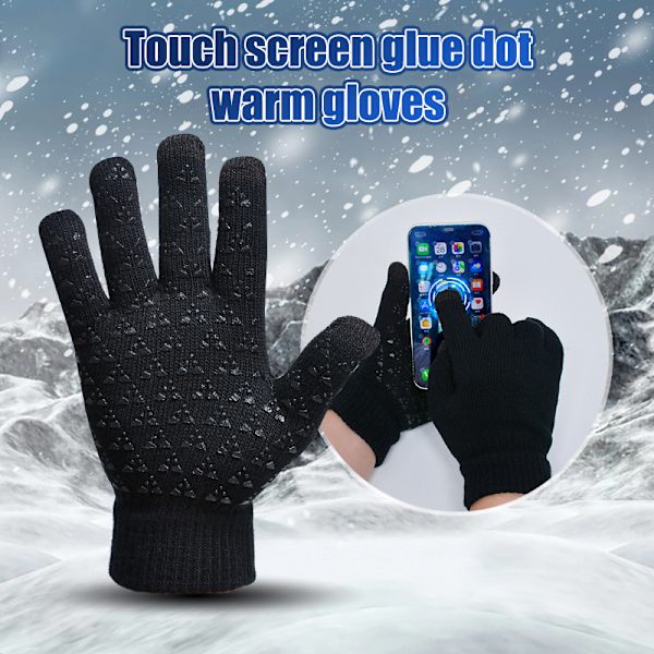Vinter varm lue skjerf hanske menn termisk vindtett strikket lue Gray