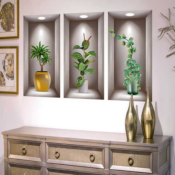 Wall Art Stickers Simulation 3D Potted Green s wallpapers 3pcs/set