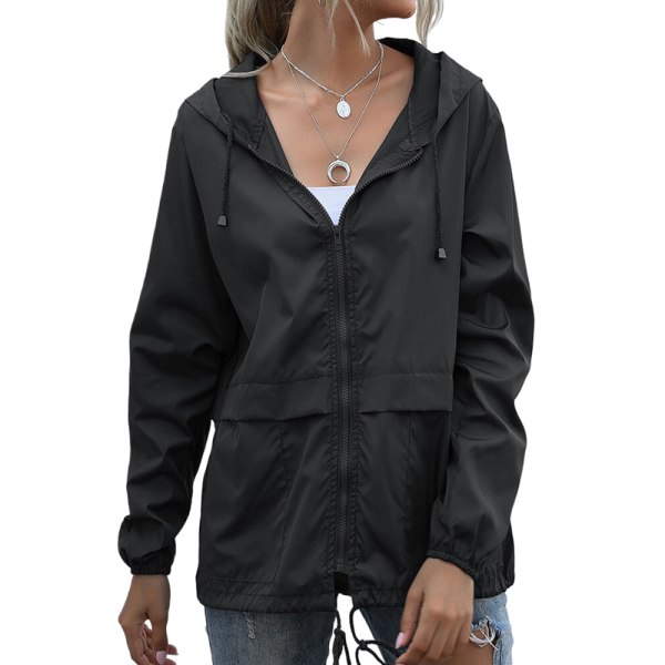 Dame vandtæt vindtæt udendørs vandrejakke frakke DarkGray L