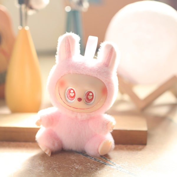 e Labubu Plysdukke Legetøj Nøglering Vedhæng Pigeagtig Taske Hængende Pynt Pink