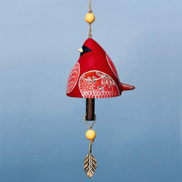 Handmålad harts hängande fågel sång Bell Bird Wind Chime Red