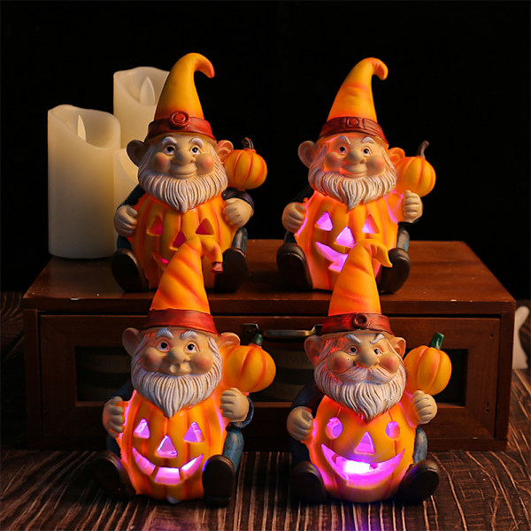 Halloween-kurpitsa, jossa vanha miesgobliini, valaiseva koriste Style1