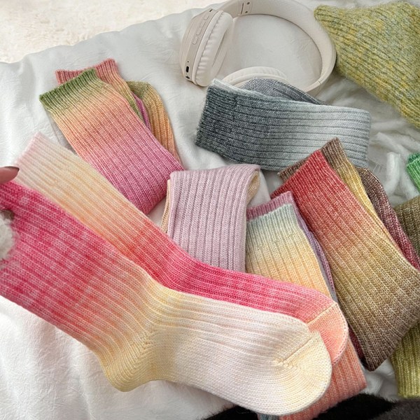 Fashion Socks Gradient Varme Sokker Pustende AB Sokker Fargerike A8