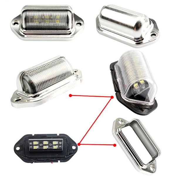 Kromi 6 LED rekisterikilven merkkivalolamppu kuorma-auton SUV-perävaunuun Silver