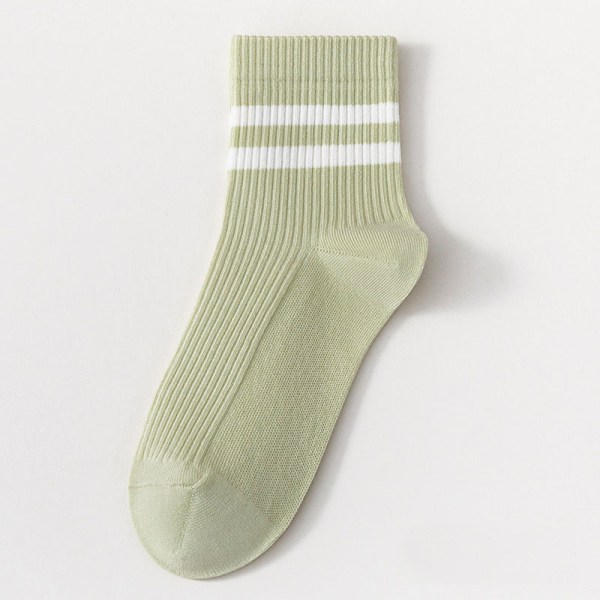 1 par kjemmet bomull Mote soild sokker fargerike stripe sokker Green