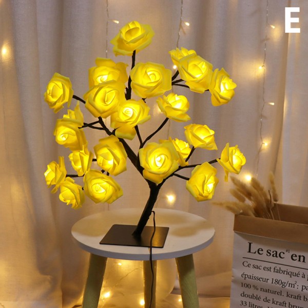 LED lampe lys Rose Flower Tree USB Nat lys Yellow