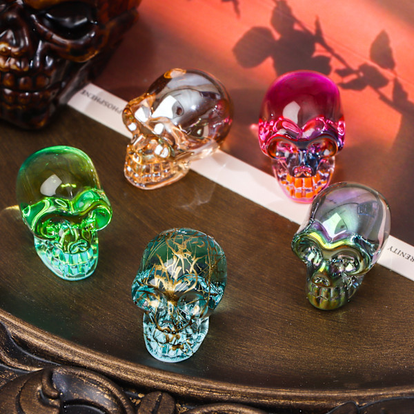 10 Stk Gemstone Carving Skull Skjelett dekor Brown