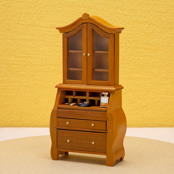 1:12 Dukkehus Miniature Bogreol Vitrineskab Opbevaringsskab