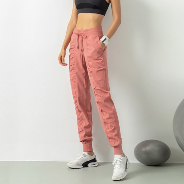 Sporty yoga fitness for kvinner, hurtigtørkende beskårne leggings Pink S