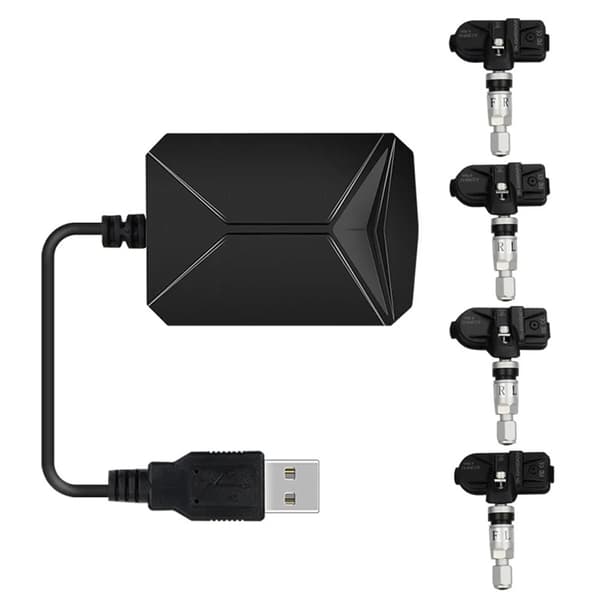 TPMS bildekktrykksystem Overvåking trådløs USB-alarm Black one size