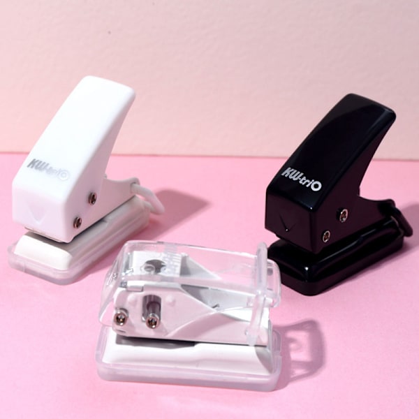 e Mini Single Hole Shape Punch til Planner Disc Ring DIY White