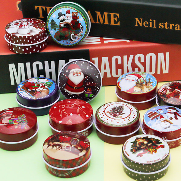 12 ST Xmas Christmas Candy Tin Box Godisburk järnlådor 12 colors