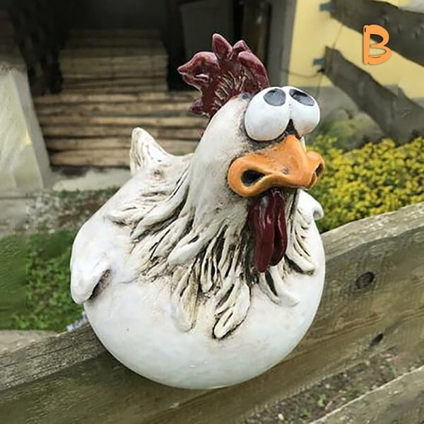 Big Eye Chicken Garden Sculpture Chicken Lawn Gjerde Statue type-B