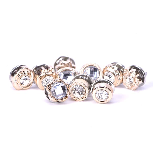 10 stk/sett Mini perleblomst krystall brosjeknapper rhinestones