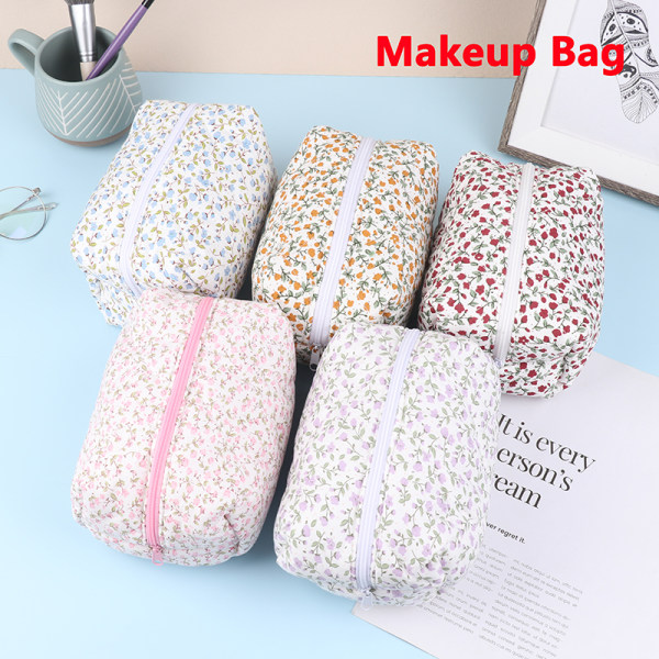 Oppbevaring Organizer Makeup Bag Flower Printed Cosmetic Pouch A1