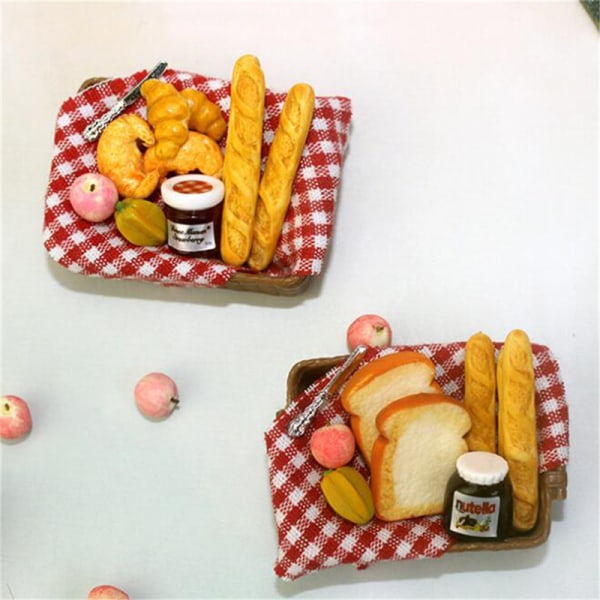 Set Miniatyr frukostset brödkorgstillbehör