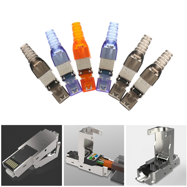 Cat6A/7/8 skärmat kristallhuvud Ftp Rj45-kontakt metallmodul Silver Cat8