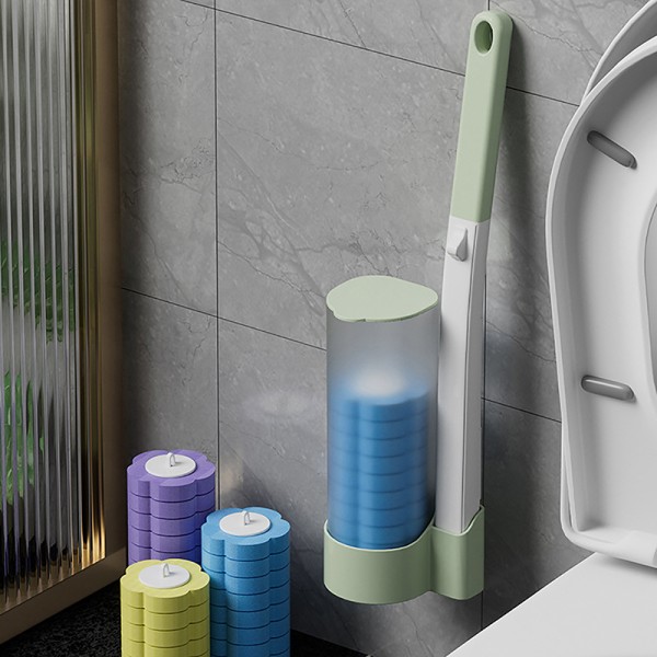 Engangs toiletbørste vægmonteret rengøringsværktøj Dark green