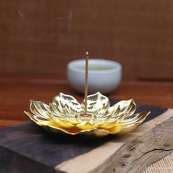 Legering røkelsesbrenner buddhisme Lotus Line røkelsesplate bronze L
