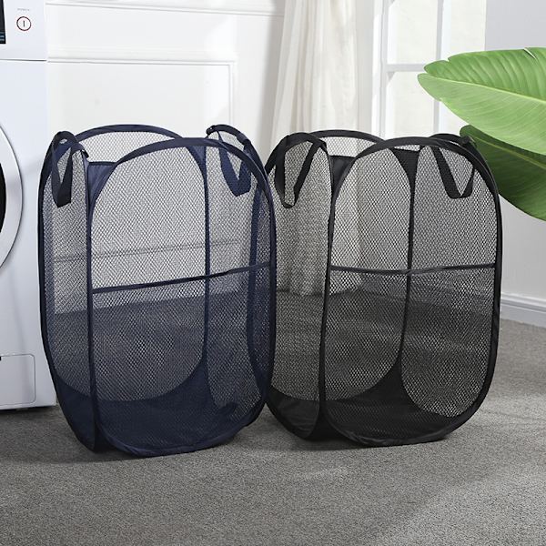 Mesh Pop Up Likainen pyykkikori Estää kokoontaitettava pyykkikori Navy Round