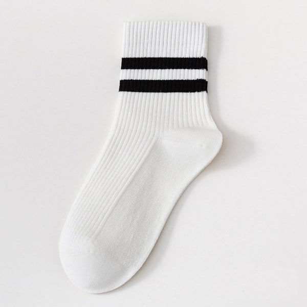 1 par kjemmet bomull Mote soild sokker fargerike stripe sokker White