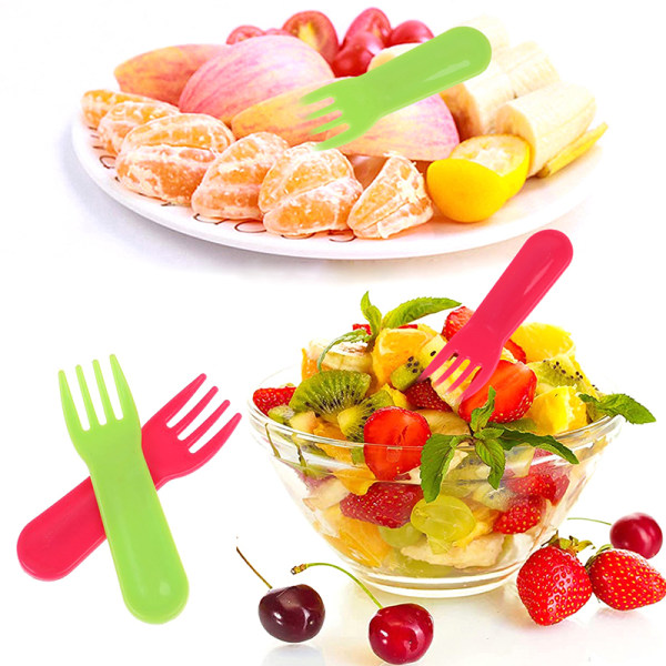 10 stk fruktgaffel i plast mini tegneserie fruktgaffel 10pcs